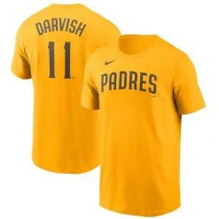 Nike Men's Yu Darvish Gold San Diego Padres Name & Number T-Shirt