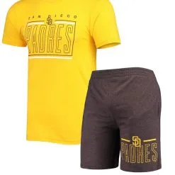 Concepts Sport Men's Brown/Gold San Diego Padres Meter T-Shirt And Shorts Sleep Set