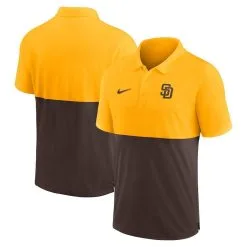 Nike Men's Gold/Brown San Diego Padres Team Baseline Striped Performance Polo