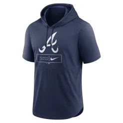 Nike Men's Navy Atlanta Braves Logo Lockup Performance Short-Sleeved Pullover Hoodie -San Diego Padres Store DSCO1155956347 1320 ALT2