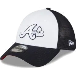 San Diego Padres Store 42 New Era Men's Navy/White Atlanta Braves 2023 On-Field Batting Practice 39THIRTY Flex Hat