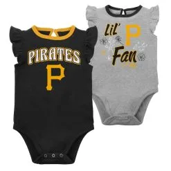 San Diego Padres Store 13 Outerstuff Infant Black/Heather Gray Pittsburgh Pirates Little Fan Two-Pack Bodysuit Set